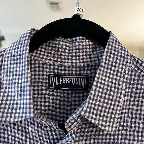 Men's Vilebrequin Button Up Short Sleeve Linen Shirt Size Small - Picture 3 of 6